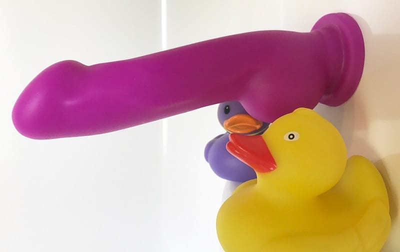 Real Nude Ergo with rubber duckies shower wall