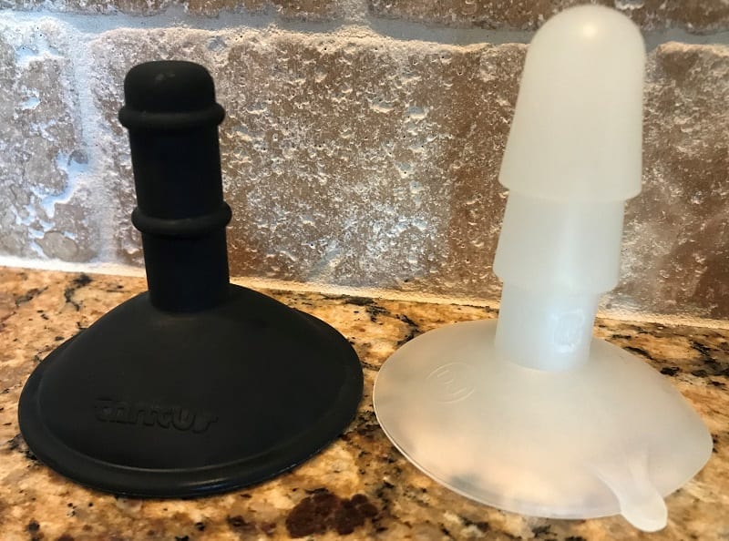 Tantus suction cup left; Doc Johnson one, right. 