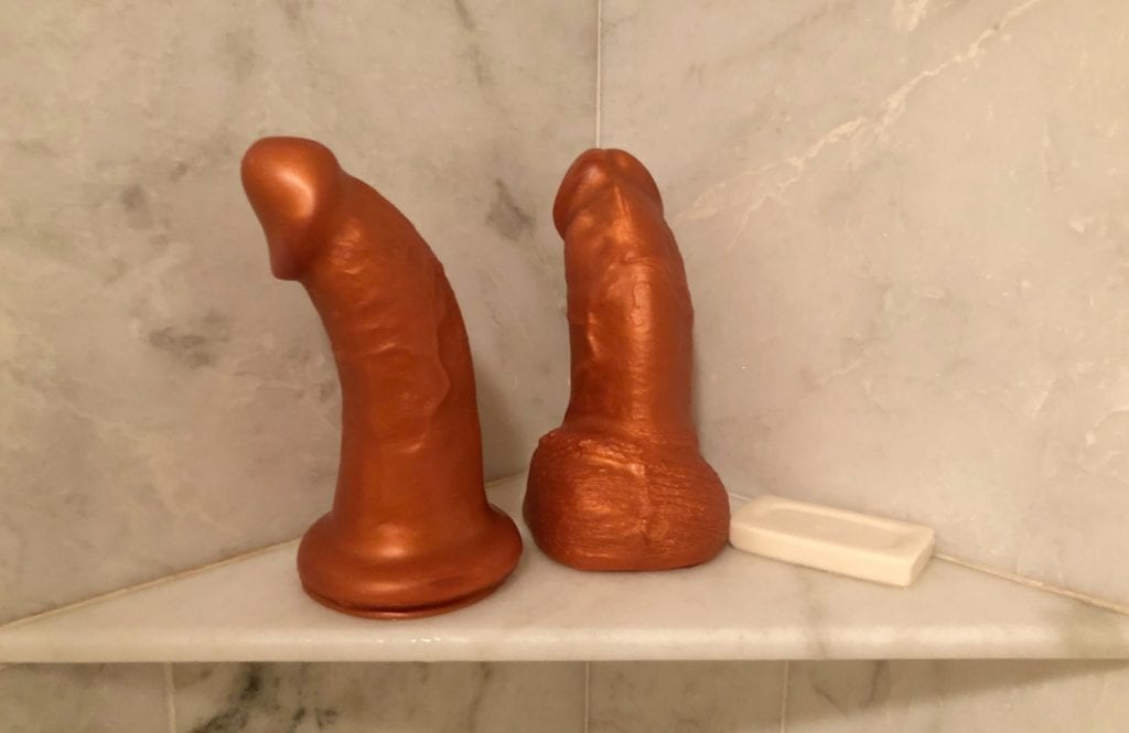 SquarePegToys Steve SuperSoft silicone dildo actual size shower