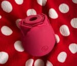 NS Inya Rose vibrator for clitoral suction review, red polka dot background