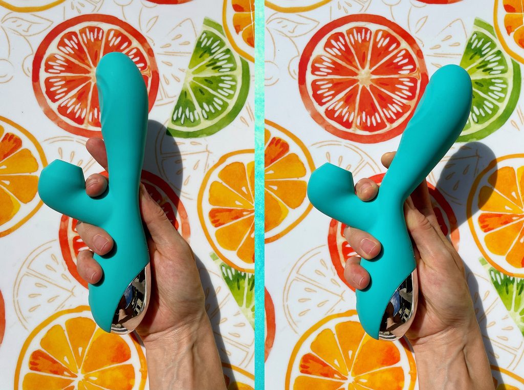 Alive Caribbean Shine review, clit sucking vibrator with G-spot pulsation_flexible shaft 2 views