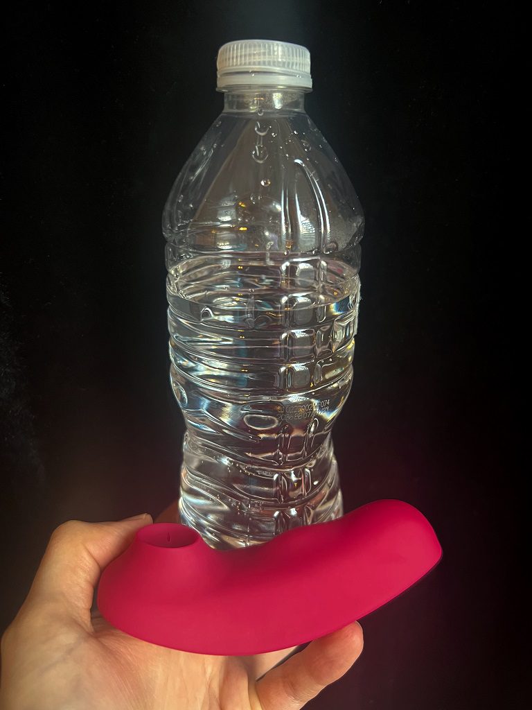 Maia Remi suction vibrator review - size vs. water bottle