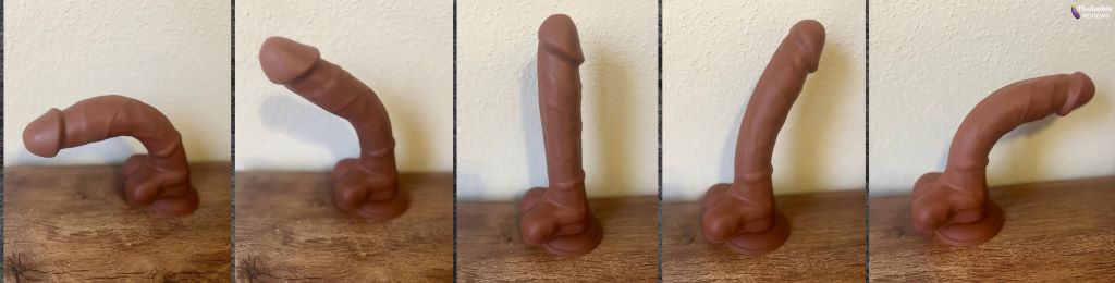 Posable dildo bends 180 degrees adjustable angle
