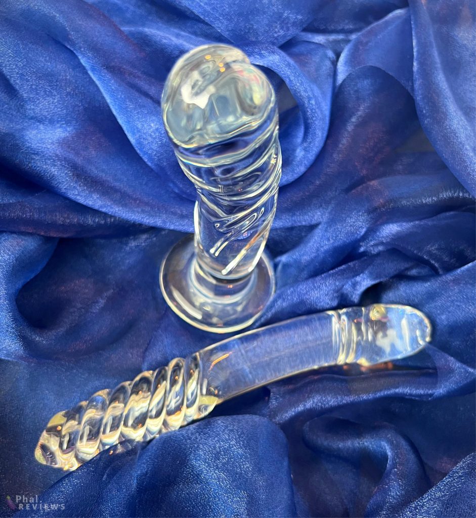 Blown medium realistic glass dildo vs double ended twist glass dildo review by spartacus