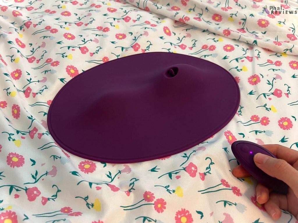 VibePad 2 review ride on vibrator on bed with remote control