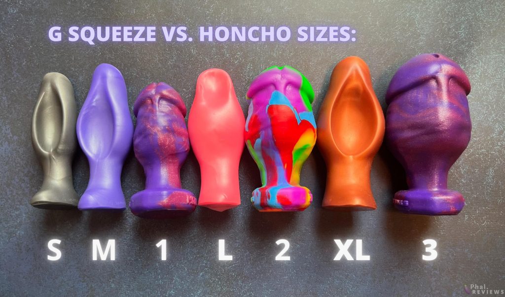 Oxballs Honcho vs SquarePegToys G squeeze silicone plug size dimensions