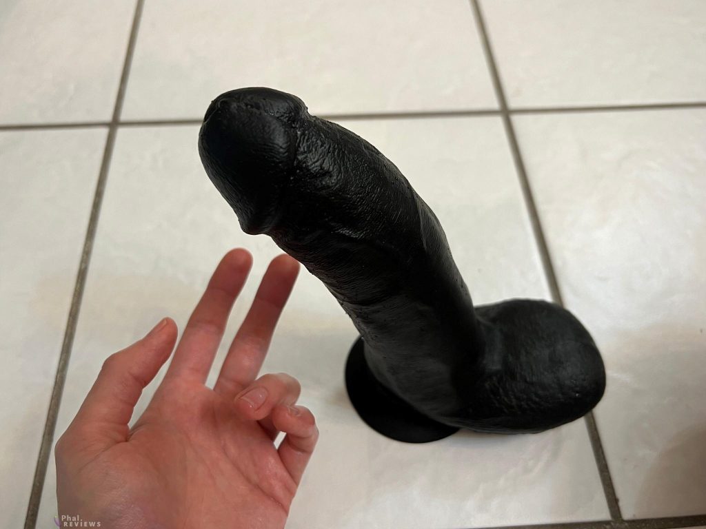 Boneyard Silicone dildo with suction cup attachment - tile floor