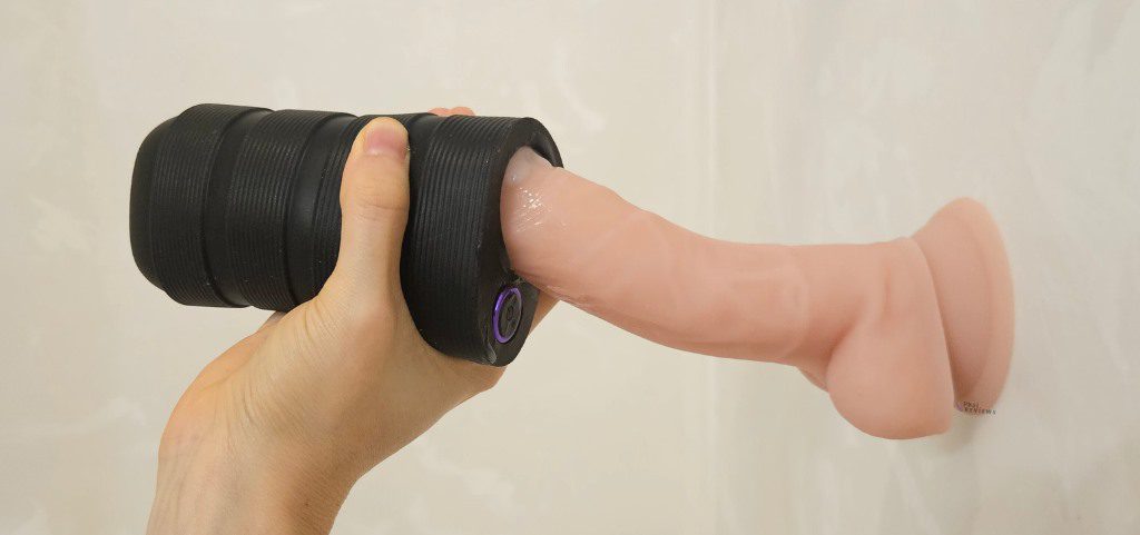 M-Elite Strok penis vibrator review - super-soft silicone with dildo for size