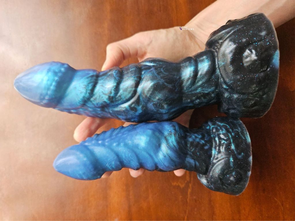 Ardor dragon dildo sizes small vs. Medium platinum silicone