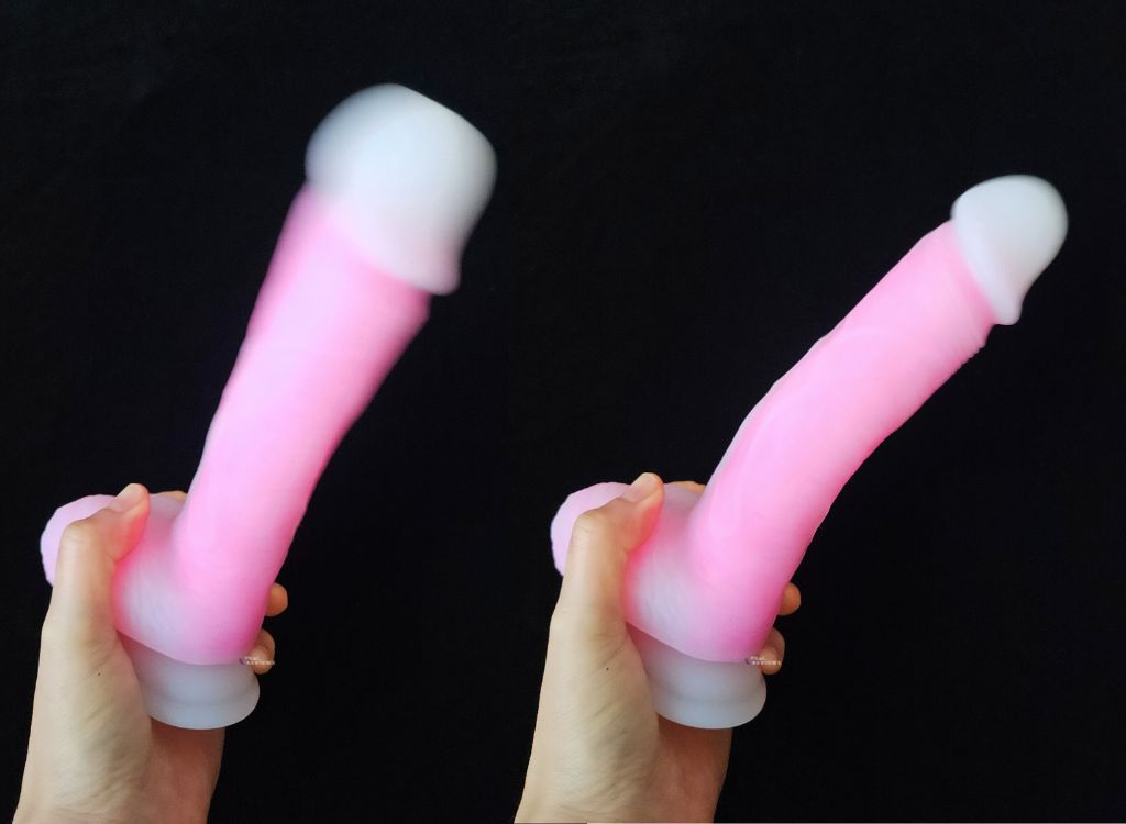 Neo Elite Roxy rotating dildo, silicone with vibration and remote control, in hand