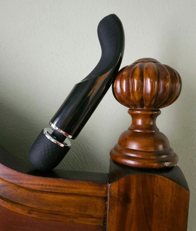 Pretty Love Super Power wand curved handle by wood bedframe post