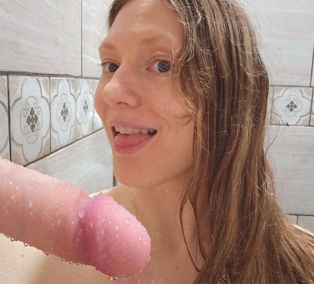 Solina Mega XL dildo for oral on shower wall