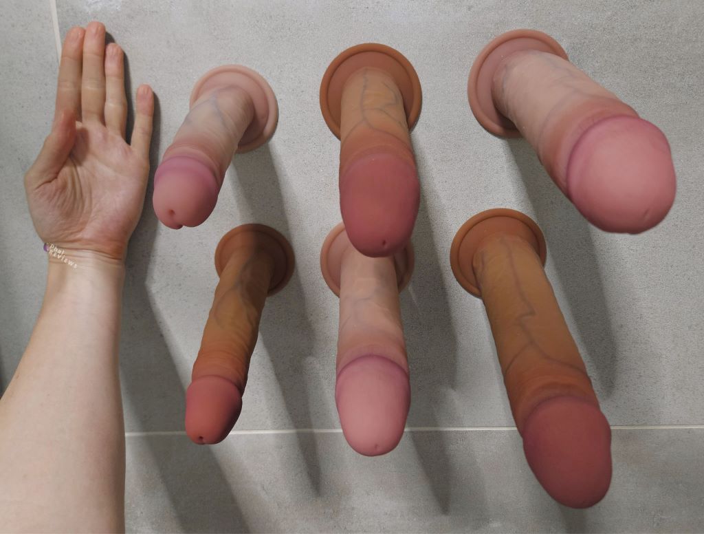 Solina Mega ultra realistic suction cup dildos 2 colors on shower wall