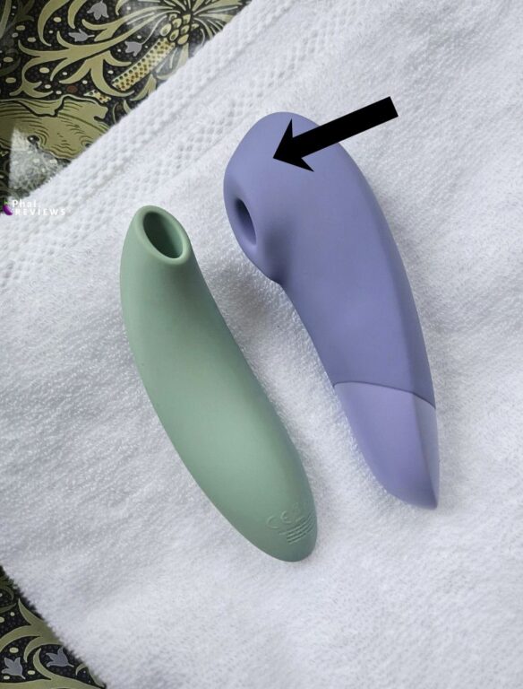 We-Vibe Melt 2 compared with Womanizer Enhance showing shape, size, and clearance